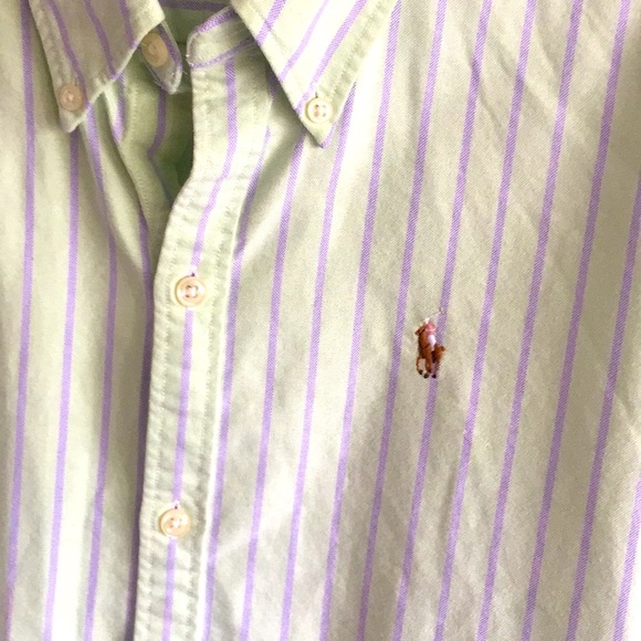 RALPH LAUREN BRAND 100% COTTON STRIPED SLIM FIT BUTTON DOWN OXFORD SHIRT TOP 8 M - Picture 6 of 10
